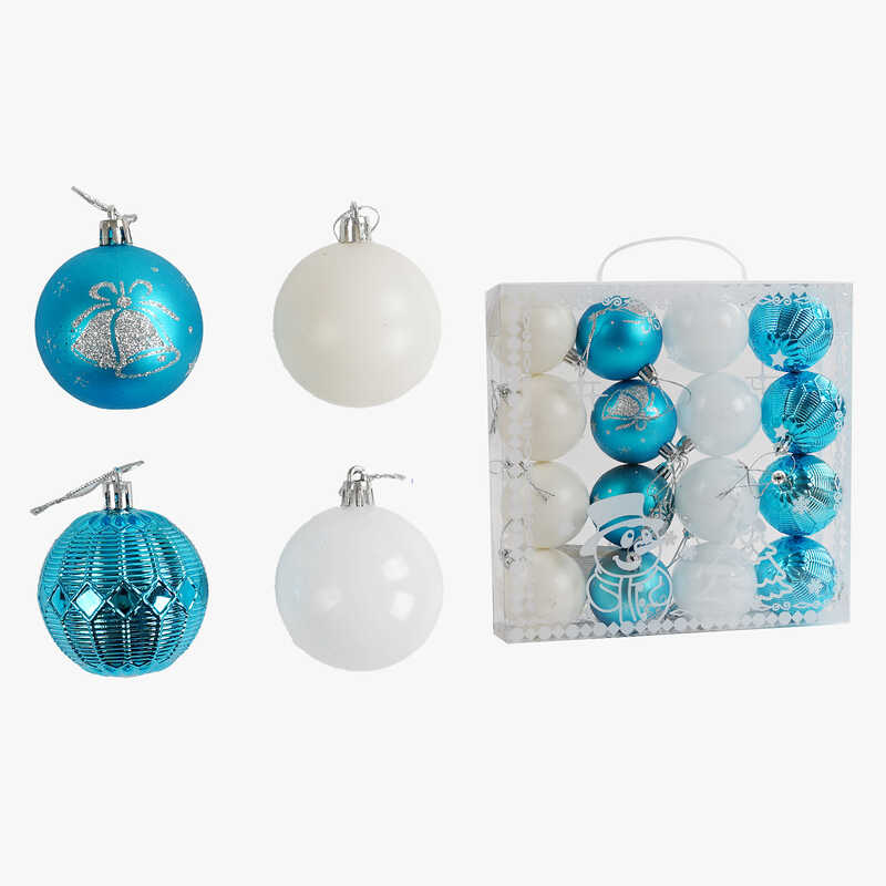 Новорічні прикраси C 67399 (60) 16 штук, кульки, D = 6 см, в слюді