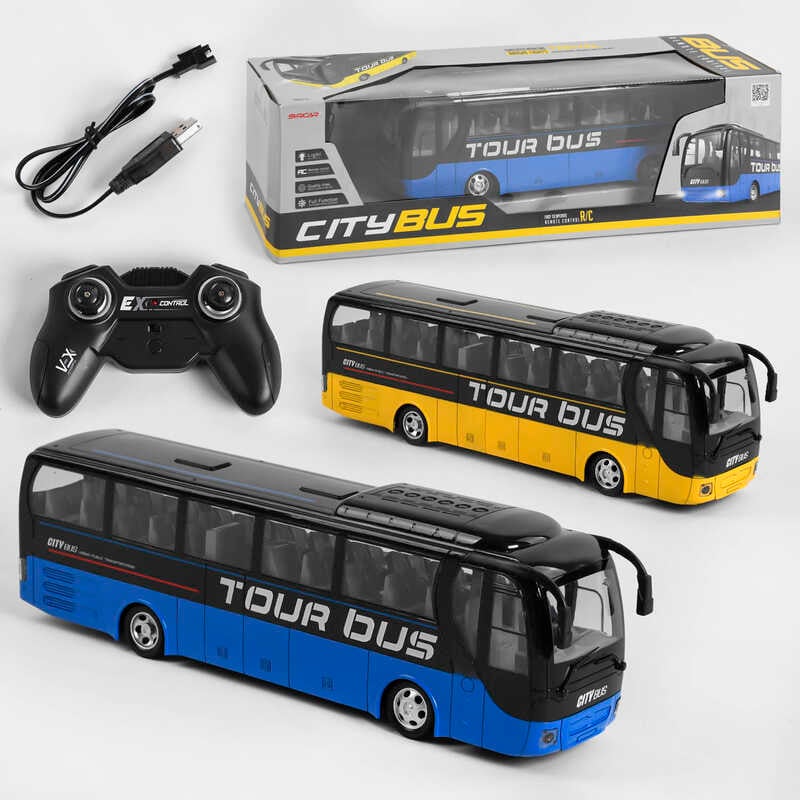 Автобус на радіокеруванні 666-699 NA (18) "Міський транспорт", 2 види, акумулятор 3.7V, управління 2.4GHz, підсвічування фар, в коробці
