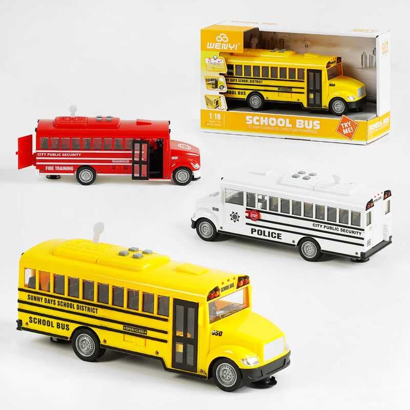 Автобус WY 950 A/B (24) 3 види,  інерція, звук, підсвічування, масштаб 1:16, в коробці, ВИДАЄТЬСЯ ТІЛЬКИ МІКС ВИДІВ