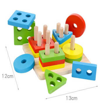 Дерев'яний геометричний сортер 74381 (96) розмір - 13х13х5.5 см, в коробці