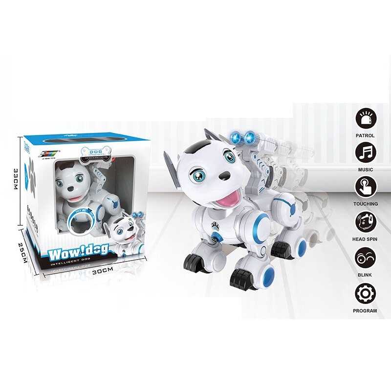 Песик на радіокеруванні K 10 (6) акум. 3.7V, USB-кабель, пульт, підсвічування, звуки, мелодії, танцює, ходить, кліпає очима, сенсорні ділянки, регулювання гучності, програмування, викрутка, в коробці