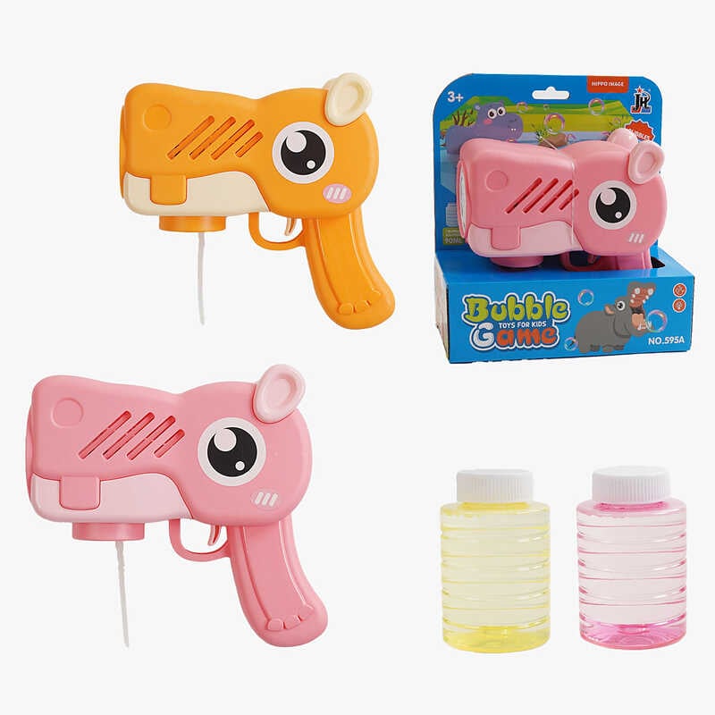 Пістолет з мильними бульбашками 595 A (36) 2 кольори, “Гіпопотам”, автоматичний принцип, на батарейках, мильний розчин, підсвічування, в коробці