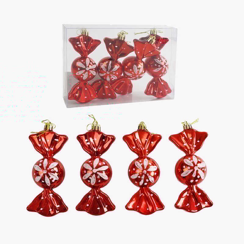 Новорічні прикраси C 67182 (120) 4 штуки, цукерка, висота - 13 см, у слюді