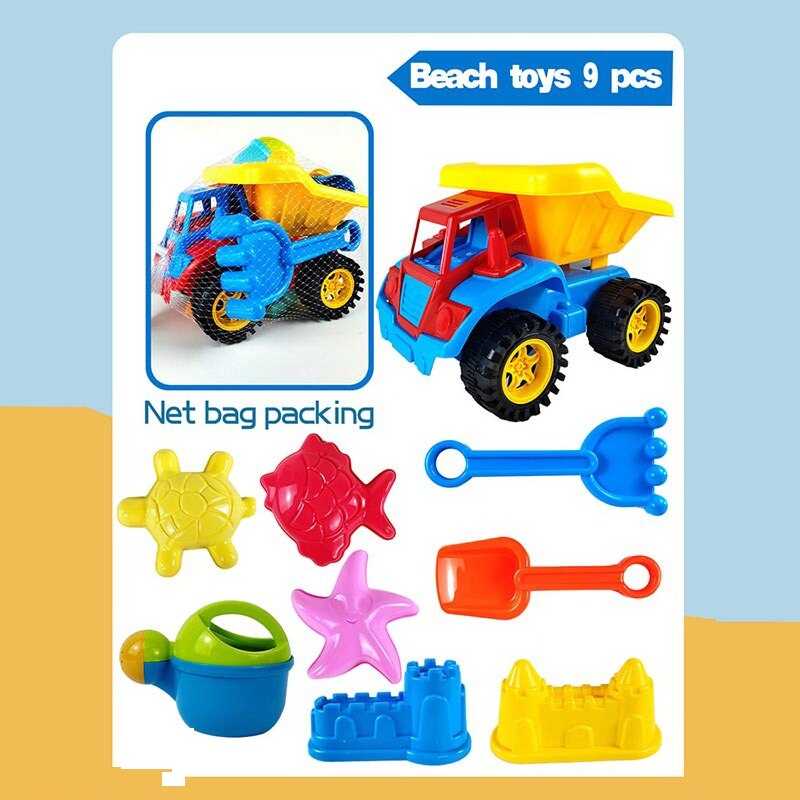 Пісочний набір CH 8819 (24/2) самоскид, лопатка, граблі, форми для піску, лійка, у сітці