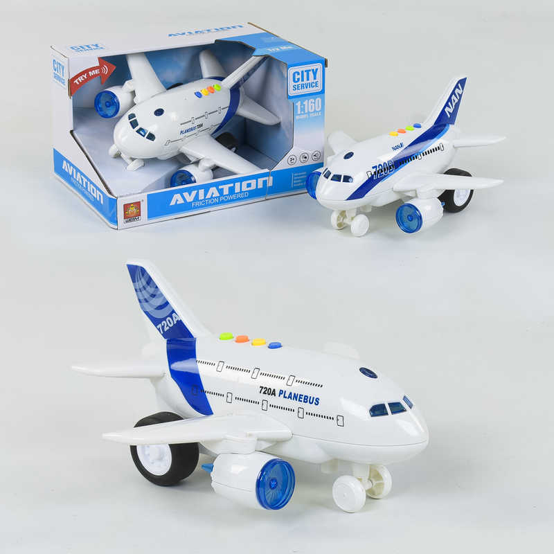 Літак WY 720 A / WY 720 B (24) інерція, 2 види, світлові та звукові ефекти, на батарейках, в коробці