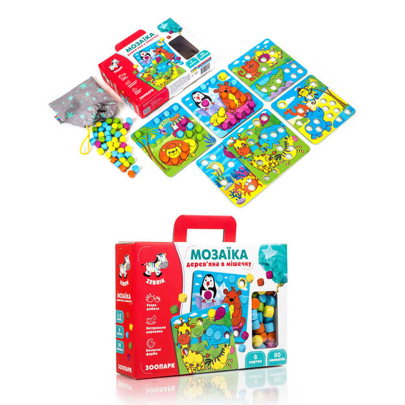 гр Гра настільна "Мозаїка. Зоопарк" (укр) ZB2002-02 (6) "Vladi Toys", гра-сортер, у коробці