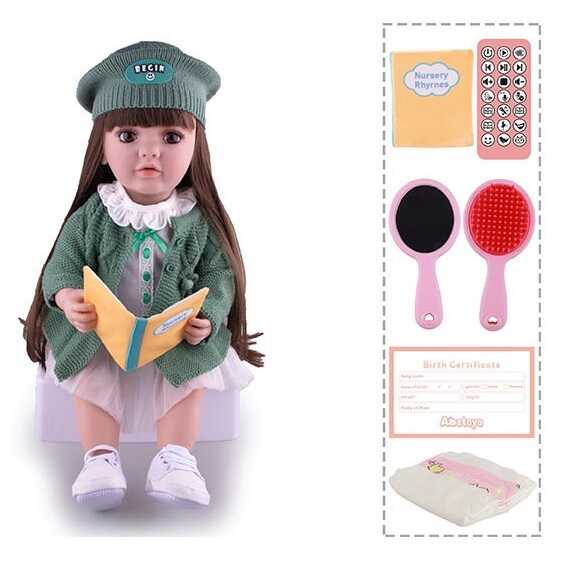 Інтерактивна лялька TK 9045-85 (9) "WToys", ОЗВУЧУВАННЯ УКРАЇНСЬКОЮ МОВОЮ, висота 55 см, пульт, на батарейках, аксесуари, рухає кінцівками, казки, пісні, віршики, скоромовки, відповідає на запитання, звуки тварин, мелодії, повторюшка, в коробці