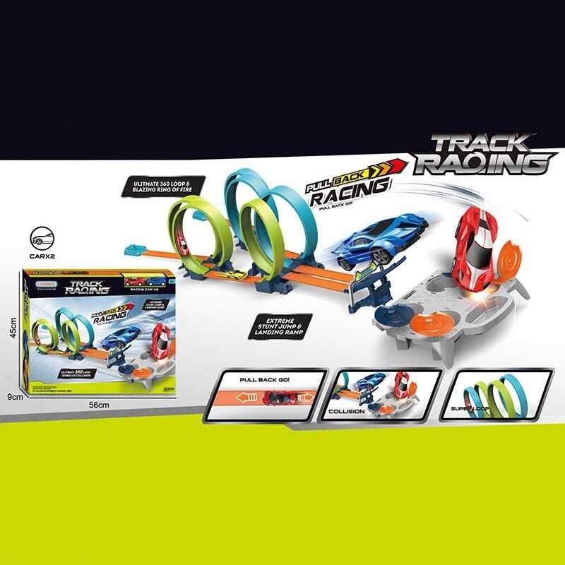 Трек JJ 172 (9) 2 машинки, інерція, трюкові петлі, “мішень”, в коробці