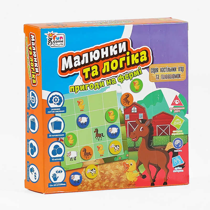 гр Настільна гра "Малюнки та логіка - Пригоди на фермі" UKB-B 0031 (12) "4FUN Game Club" українською мовою, в коробці