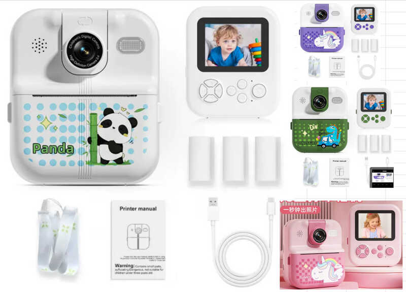 Фотоапарат-принтер C 72968 (30) фронтальна камера, type-C, роз’єм для TF-карти, фото, відео, плеєр, 5 ігор, чорно-білий друк, застосунок, 3 рулони термопаперу, ремінець, в коробці, ВИДАЄТЬСЯ ТІЛЬКИ МІКС ВИДІВ