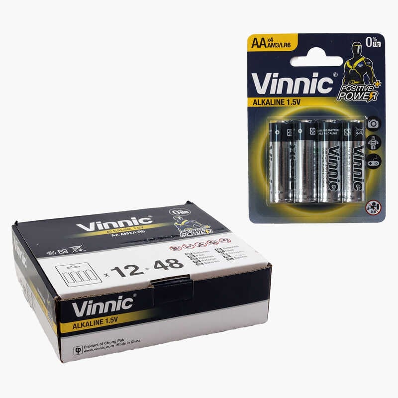 Батарейки "Vinnic" C 56892 (6) Alcaline, пальчикові, АА 1,5V, ЦІНА ЗА 48 ШТ. У БЛОЦІ