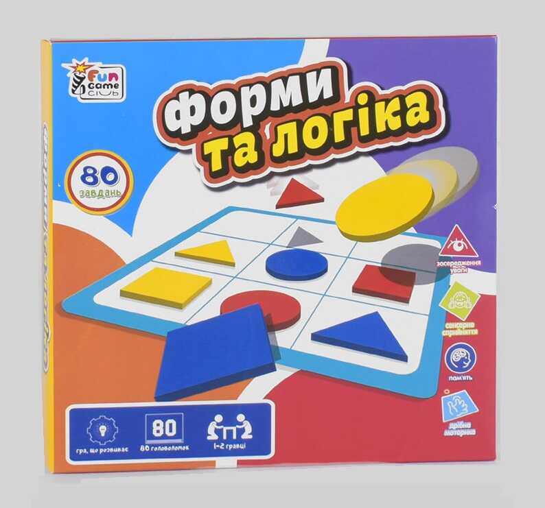 гр Розвиваюча гра "Форми та логіка" UKB-B 0034 (24) "4FUN Game Club", українською мовою, в коробці