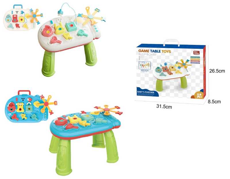 Ігровий музичний столик N 52200 (24) звук, підсвічування, замочки, ремінці, розетка, мелодії, кумедні звуки, в коробці