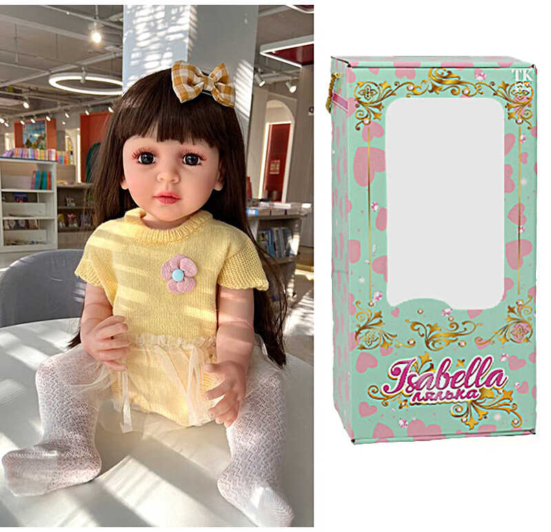 Лялька QM 106 (12) "TK Group", висота: 50 см, гумова, імітація скляних очей, пустушка, пляшечка, памперс, шкарпетки, прикраса, в коробці