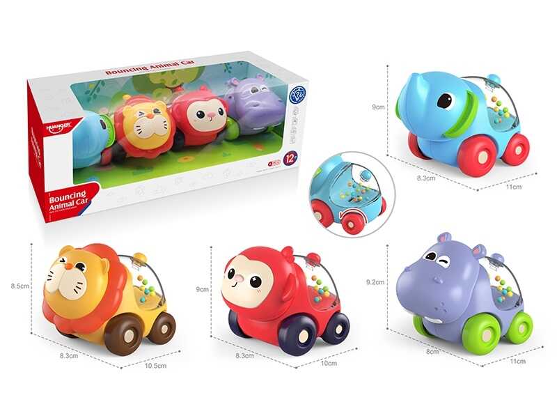 Набір машин HE 8068 (36/2) “Тваринки”, 4 штуки, маленькі кульки, в коробці