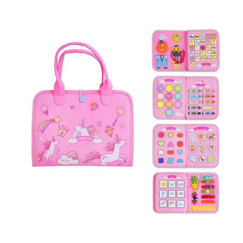 Логічна папка 25023 (50) фетр, цифри, англійський алфавіт, геометричні фігури, природні явища, тварини, ремінці, рухомі шестерні, в коробці