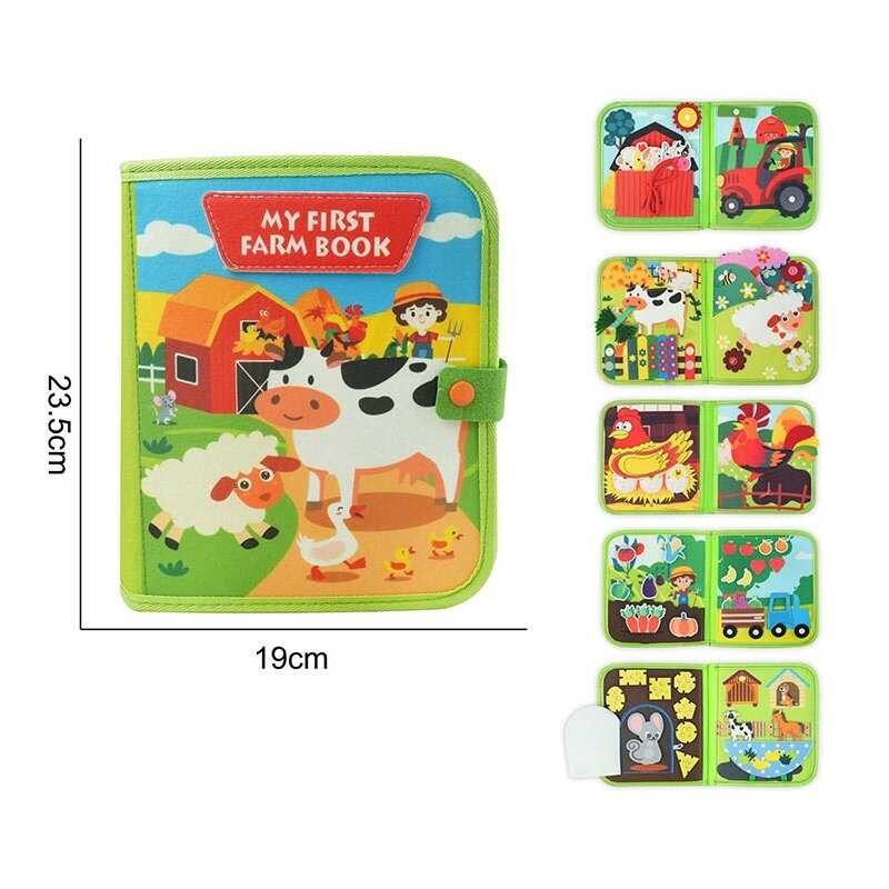 М'яка книжка-бізіборд 25053 (50) “Ферма”, фетр, рухомі елементи, елементи на липучках, шнурівка