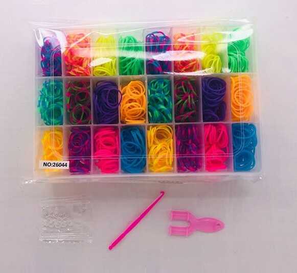 Набір резиночок для плетіння 26044 (96) станок для плетіння, крючок, гачки, у боксі