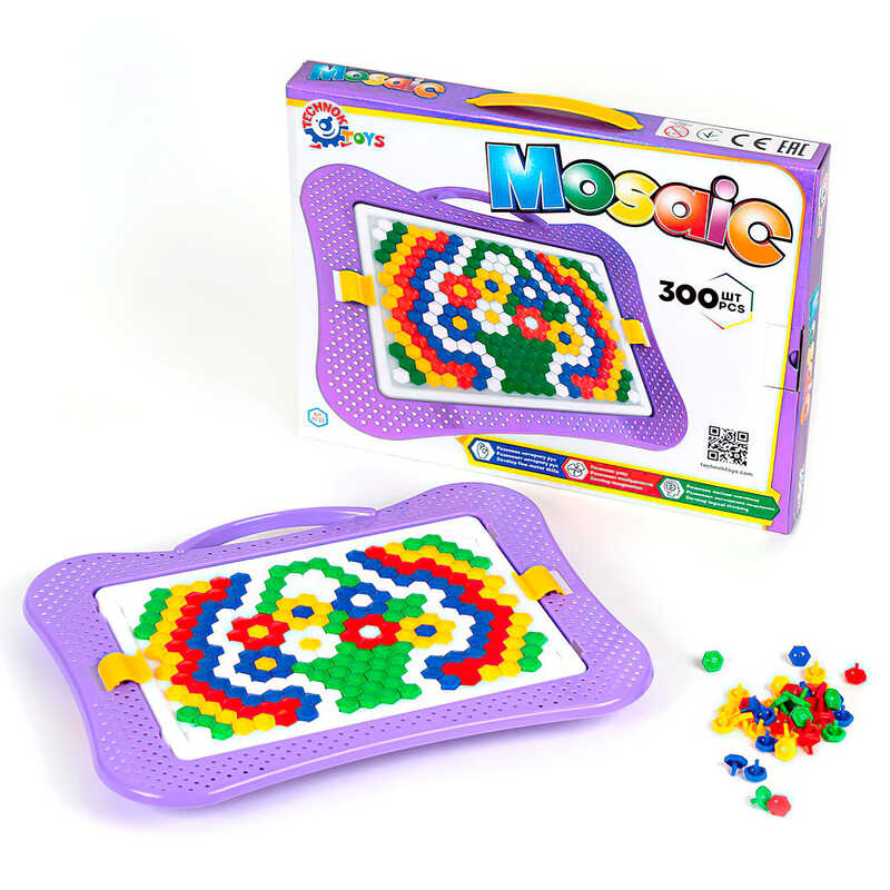 гр Мозаїка 4722 (10) "ТЕХНОК", 300 елементів, ігрове поле пенал-валіза, в коробці