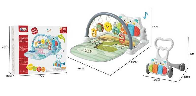 Килимок 368-8 В (6) піаніно, ходунки-каталка, мелодії, підсвічування, проєкція, 5 підвісок-брязкалець, в коробці