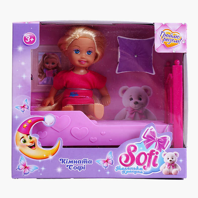 Лялька Sofi 38369 (96/2) “Кімната Софі”, лялька, ліжечко, висоат ляльки 11 см, в коробці