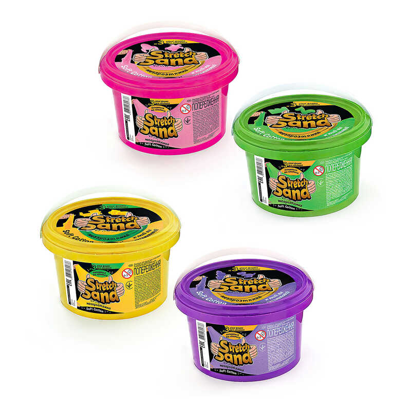 гр Кінетичний пісок "Stretch Sand" STS-02-01U УКР, 400 г. (24) 6 кольорів, ЦІНА ЗА 1 ШТУКУ, "Danko Toys" ВИДАЄТЬСЯ МІКС ВИДІВ