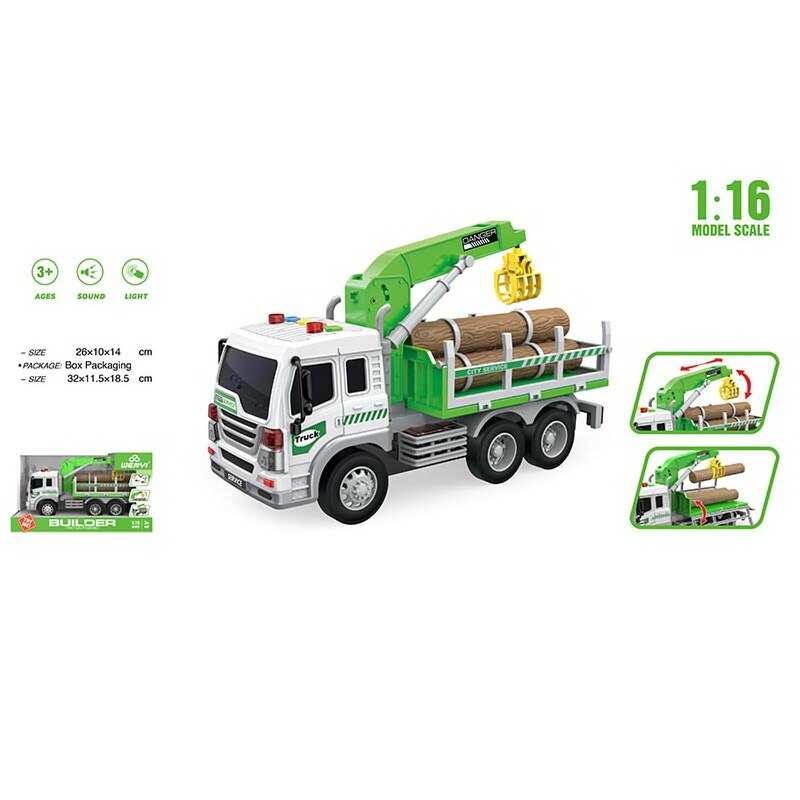 Спецтехніка WY 300 E (24) будівельна вантажівка, масштаб - 1:16, підсвічування, звукові ефекти, інерційний механізм, рухомі деталі, гумові шини, аксесуари, в коробці