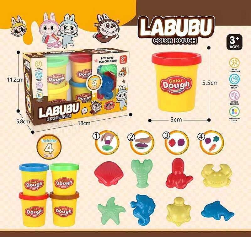 Тісто для ліплення 6213 C (48) герой, 4 кольори, формочки, в коробці