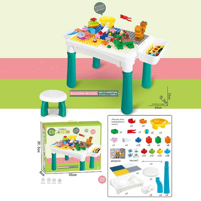 Столик з конструктором 6787-119 (16) 124 деталі, стіл, стілець, 2 кошики, в коробці