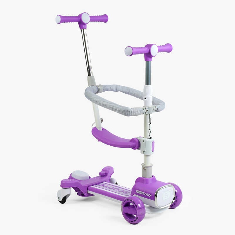 Самокат 5в1 "Skyper" PY-66189 (6) колеса PU 125х40мм зі світлом, УКРАЇНСЬКЕ ОЗВУЧУВАННЯ та підсвічування платформи, з ДОП. КОЛЕСАМИ, захисний бампер