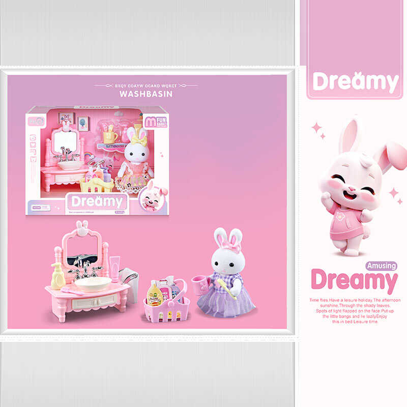 Набір меблів 6621 A-5 (96/2) флоксова фігурка, висота: 9 см, умивальник, аксесуари, в коробці