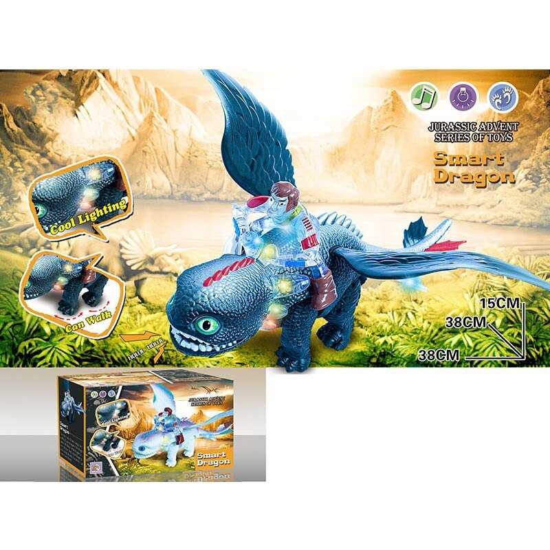 Динозавр 8808 (60/2) на батарейках, ходить, підсвічується, звукові ефекти, фігурка чоловічка,  в коробці