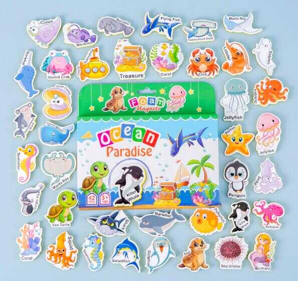 Магніти M 50543 (68) 42 елементи, “Морські жителі”, товщина: 0.5 см, м’які магніти, в коробці