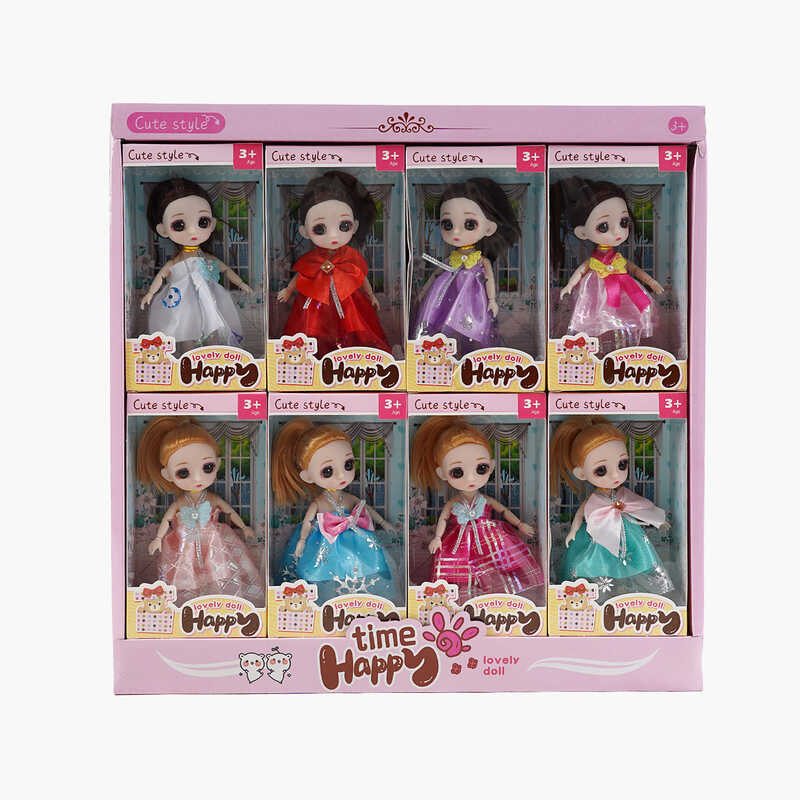 Набір ляльок 1910 Q2 (24/2) ЦІНА ЗА 8 ШТУК В БЛОЦІ, 15 см, імітація скляних очей, шарнірні суглоби, в коробці