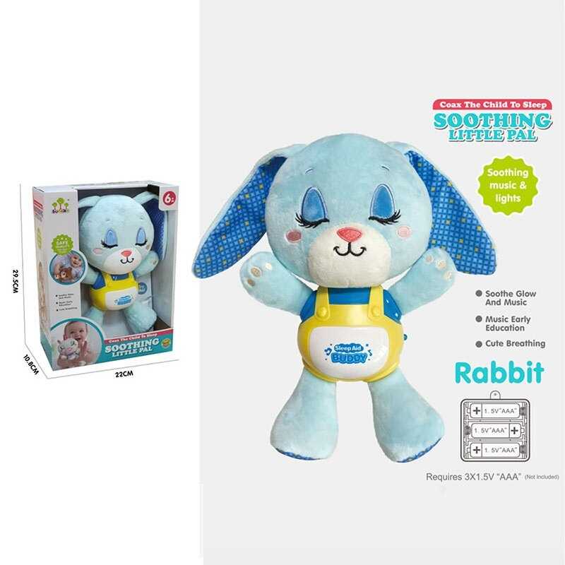 Музичне брязкальце SL 88055 (24/2) "Королик", на батарейках, мелодії, звук дихання, підсвічування, шелесткі елементи, в коробці