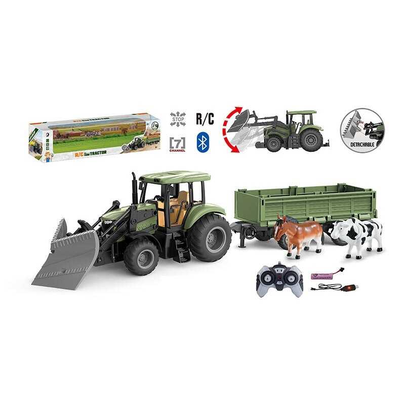 Трактор на радіокеруванні 1908-5 AT (15) підіймання навісного обладнання, керування з додатка, Bluetooth, акумулятор 3.7 V, пульт керування, гумові шини, в коробці