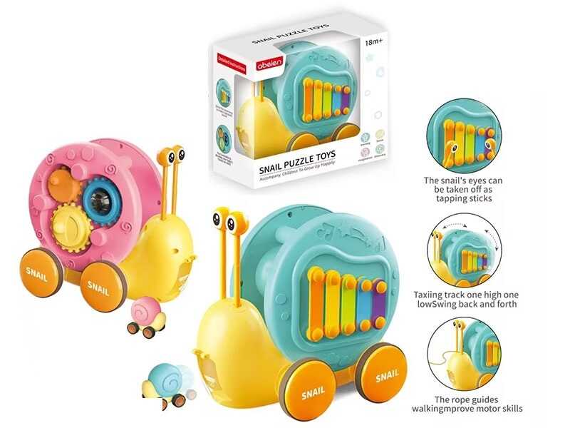 Каталка 58079 (16) 2 кольори, “Равлик”, ксилофон, запускач, пальчикова гра, брязкальце, в коробці