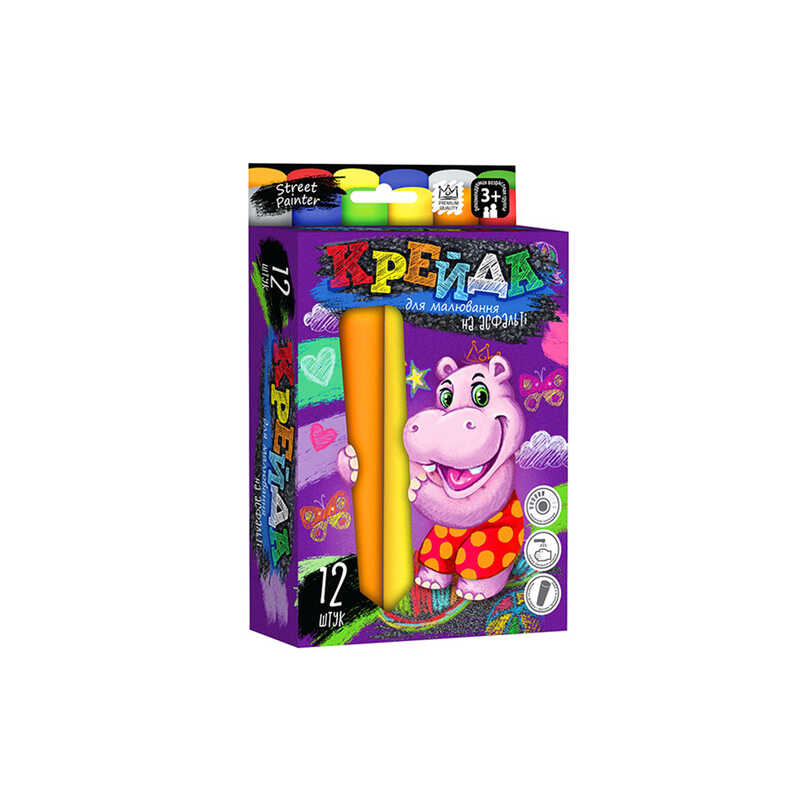 гр Крейда для малювання MEL-01-06U УКР. (10) "Danko Toys", d-2,5 см, 12 штук, 6 кольорів