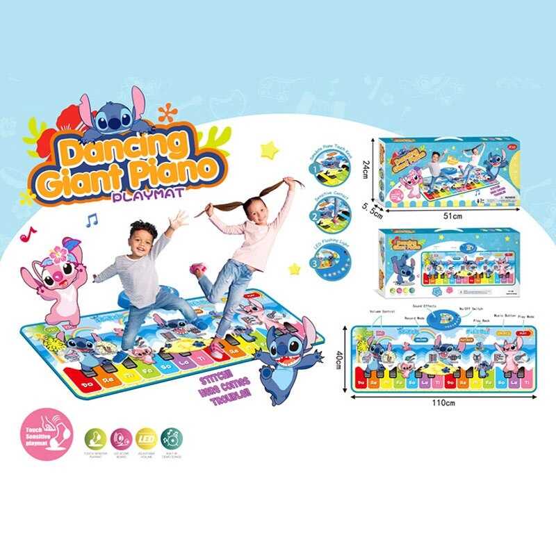 Музичний килимок XY 388 (48/2) підсвічування, звук, піаніно, 8 музичних інструментів, мелодії, запис та відтворення власних мелодій, в коробці