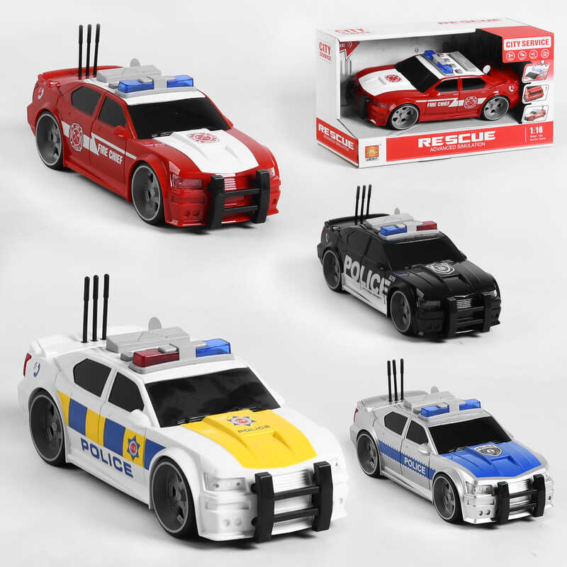 Машина WY 620 A / B / C / D (24) "Службовий транспорт", 4 види, відкривається багажник, підсвічування мигалок, звук сирени, фрази англійською мовою, в коробці, ВИДАЄТЬСЯ ТІЛЬКИ МІКС ВИДІВ
