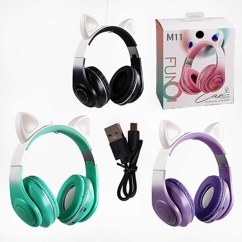 Навушники C 64092 (60) 3 кольори, bluetooth, підсвічування, карта пам’яті, AUX-кабель, мікрофон, акум. 400 mAh, в коробці, ВИДАЄТЬСЯ МІКС ВИДІВ