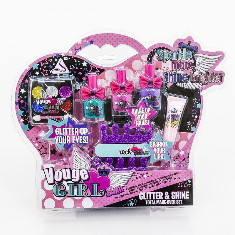 Набір косметики 81028 (48/2) тіні, лаки, блиск для губ, аксесуари, в слюді