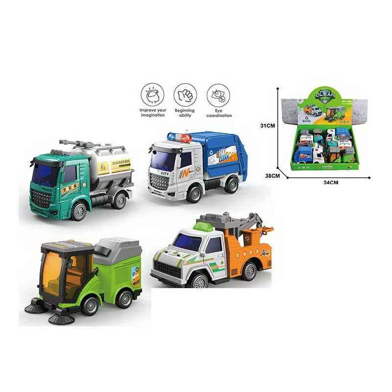 Набір спецтехніки RL 589-22 F (18/2) ЦІНА ЗА 8 ШТУК В БЛОЦІ інерція, рухливі елементи, в коробці