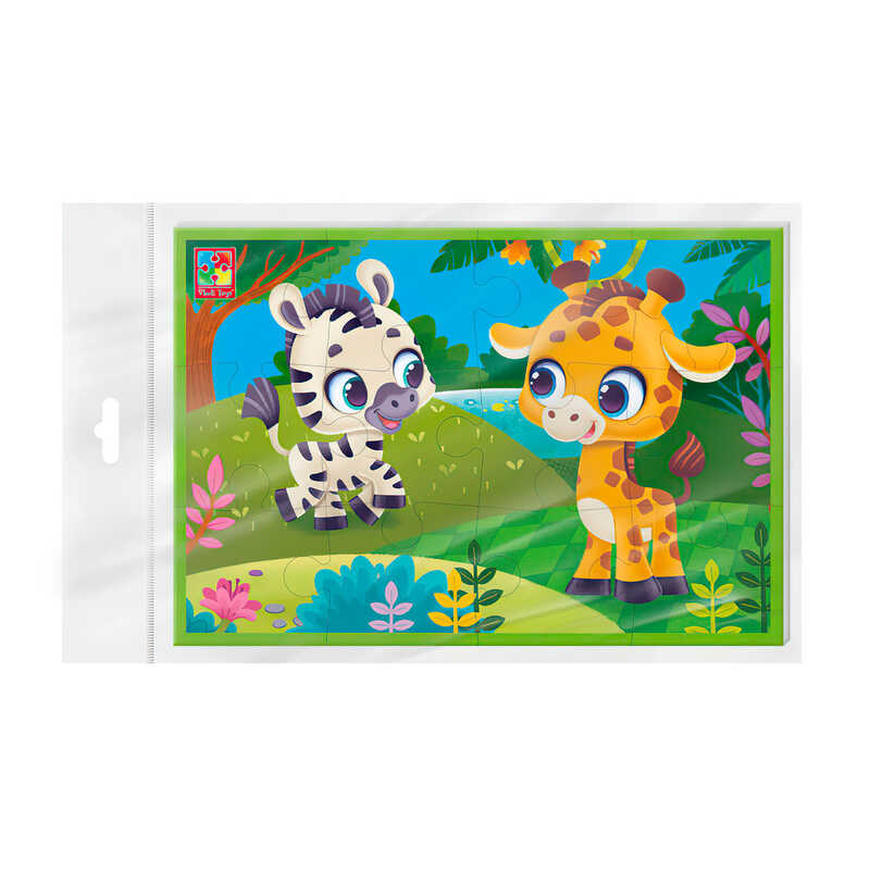 гр М’які пазли "Зебра та жираф" A5 VT1104-21 (50) "Vladi Toys", 12 елементів, у пакеті