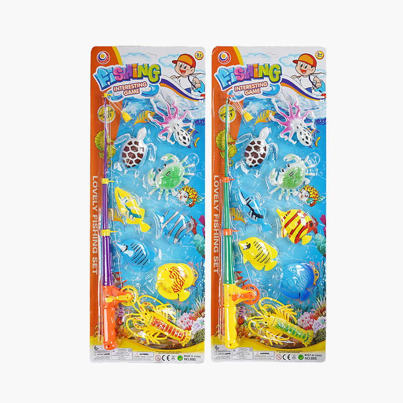 Риболовля 895 D-16 (88/2) 2 види, магнітна, вудочка з котушкою, 8 рибин, на листі