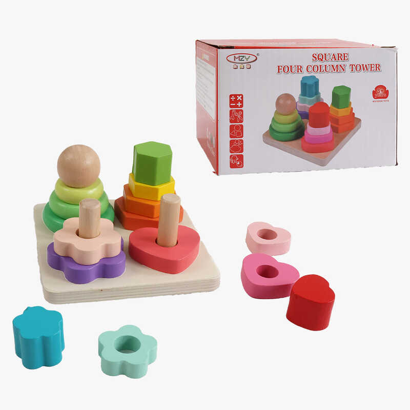 Дерев'яний геометричний сортер C 53961 (96) фігурки, в коробці