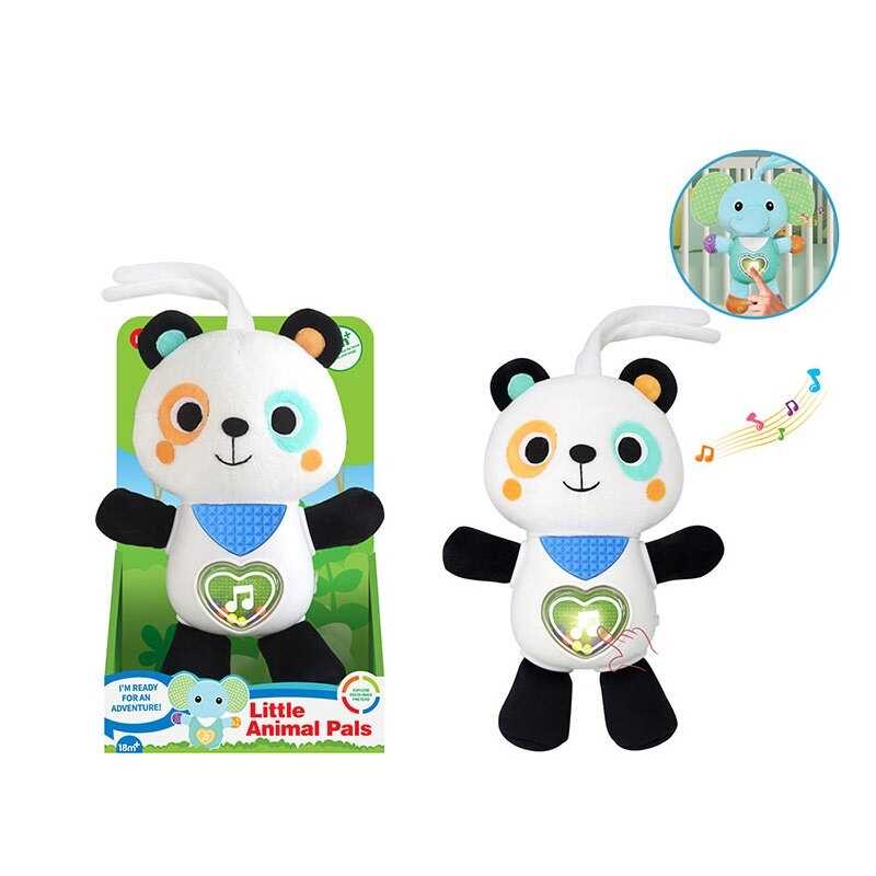 Музичне брязкальце 1963-6 (48) підсвічування, звуки тварин, мелодії, кумедні звуки, кульки, пластиковий тулуб, текстильні голова та кінцівки, в коробці