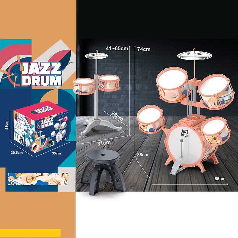 Барабанна установка ZG 3002-D (6) розмір: 65х38х74 см, додаткова стійка з барабанами, барабанні палички, стільчик, в коробці