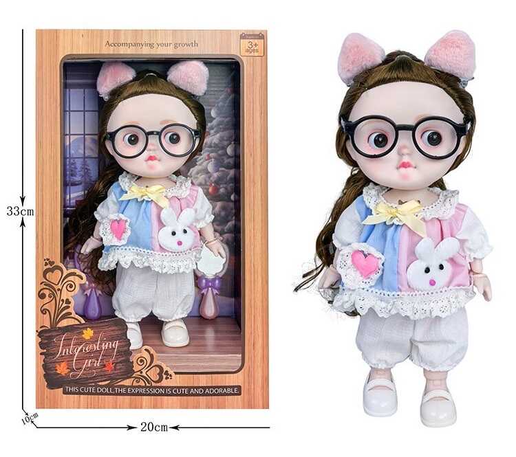 Лялька 3808 B6 (36/2) висота 27 см, пісні англійською, вітається, сміється, підсвічування, шарнірні кінцівки, окуляри, дзеркальце, щітка, в коробці