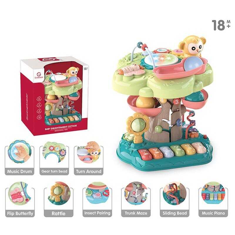 Музична гра YL 605 A (8) “Чарівне дерево”, звук, підсвічування, мелодії, пальчикові лабіринти, кульки, піаніно, шестерні, брязкальце, в коробці